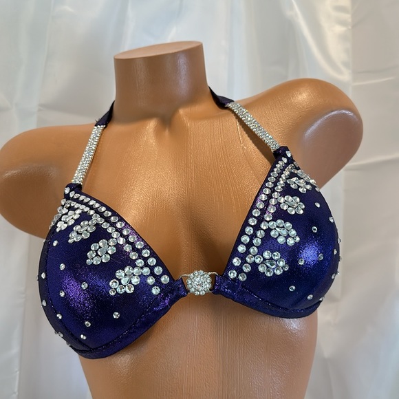 Npc competition bikini, dark Purple Suit 32B cup xtra small bottoms - Picture 3 of 5